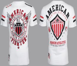 T-shirt pour hommes Aman Fighter Mens S / S T-shirt Excelsior Eagle White Athletic Biker MMA Gym Tops S-3XL1508206