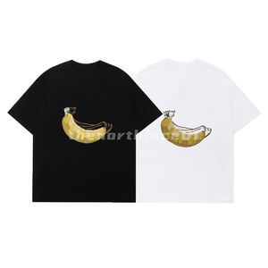 T-shirt Homme Banane Broderie Lettre Imprimé Manches Courtes Été Respirant T-shirt Décontracté Col Rond Top Noir Blanc