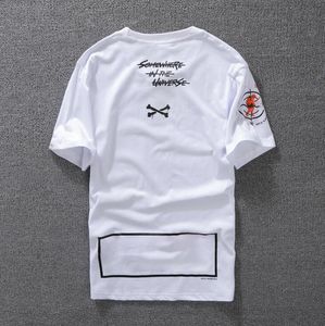 Camiseta para hombre Camiseta de marca Moda de verano Ropa casual Negro Blanco Naranja Tamaño S-XXL Mezcla de algodón Cuello redondo Manga corta Estampado de dibujos animados