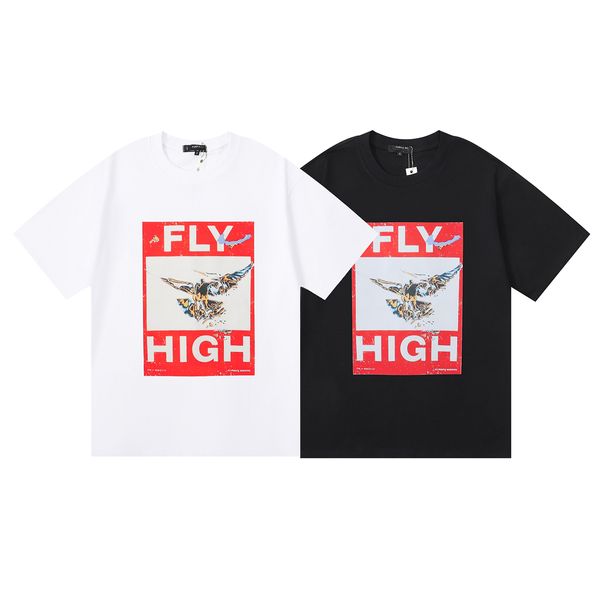 Hommes T-shirt designer FLY HIGH imprimé haute qualité double coton décontracté T-shirt à manches courtes pour hommes et femmes