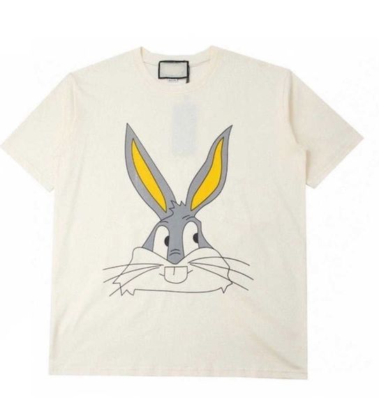 Diseñador de camisetas para hombres Camisas para hombres Mujer ropa 100% de algodón patrón de conejo moda de manga corta de manga corta camisa blanca