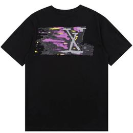 Diseñador de camiseta de hombre Graffiti Camina corta Algodón de moda sudadera transpirable Versión alta personalizada ropa de hombres y mujeres M-5XL
