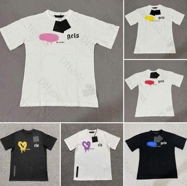 Mens T-shirt Designer Palms Femmes Tee T-shirt Sports Vêtements Tshirts Cotton Street Graffititir Hipster Forting Forting Plus taille Top B1 Angles Shirts 766