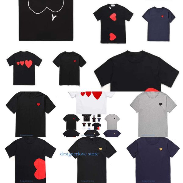 Diseñador de camiseta para hombres Red Com Heart Women Garcons Insignia des Quanlity Bordado de algodón Cambia de manga corta Manje de verano Tops de verano