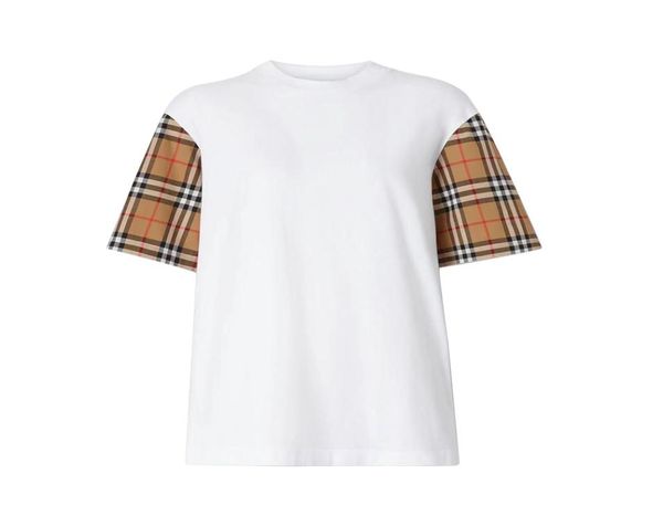 Mens T-shirt Designer Chemises pour jeunes hommes Womomen Boy and Girl 100 Coton Pure Clothing Neck Lattice Sleeve Black Blanc Fa4213573