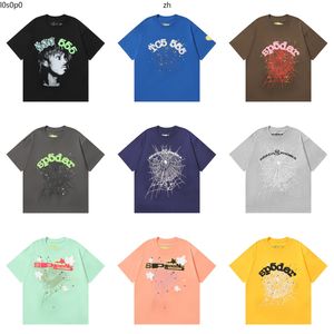 T-shirt pour hommes T-shirt rose jeune voyou Sp5der 555555 Hommes et femmes de haute qualité en mousse d'impression Spider Web Pattern T-shirt Street Trend Sp5der T-shirt 018