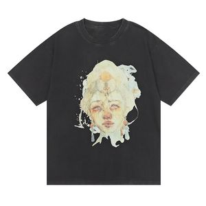 hommes t-shirts vêtements de marque t-shirt arc-en-ciel demi-portrait imprimé tee-shirt graphique lavé t-shirt en détresse haute rue graffiti chemises imprimées Wrinkle 4XL