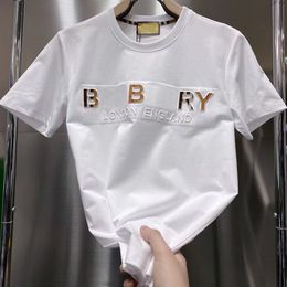 camiseta para hombre diseñador camiseta bbr burb cuello redondo negro blanco marrón camisas de manga corta hombres mujeres sudadera 3D letra impresión algodón tamaño m-xxxxxl