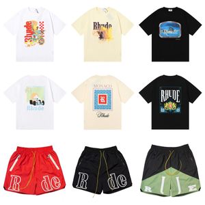 Hommes T-shirt Designer Tshirt Casual Mode T-shirts à manches courtes 23SS Rhude Europe Amérique T-shirt Hommes Femmes Col rond T-shirts shorts Taille américaine S-XL