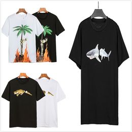 Mens T-shirt Designer Tshirt Graphic Tee Shirts Classic Flame Print Applique City Limited Batik Wash Palmprint Tee Flying Dragon Openwork Lettre A1