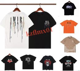 T-shirt pour hommes Designer Tshirt Édition limitée Couples Tees Street Wear Marque de mode d'été Amirs Chemise Splash-ink Lettre Imprimer Manches courtes Casual Lâche Crewneck UY1