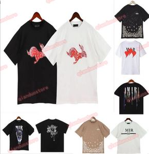 2024 Heren Designer T-shirts Amirs Gedrukt Mode Man T-shirt Top Kwaliteit Katoen Casual Tees Korte Mouw Luxe Hip Hop streetwear T-shirts Maat S-XL
