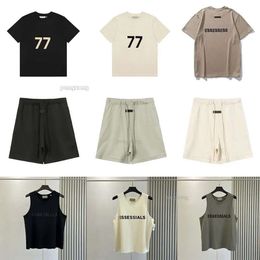 Heren T-shirt Essentialshorts T-shirt Veste korte broek Essentialsweatshirts Letter Pure Womens hooded trui Hoge kwaliteit mouwloos tanktop T-shirt Man Veste 65