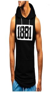 T-shirt pour hommes Fitness Muscle Shirt sans manches à capuche haut musculation Gym hauts gilet d'entraînement t-shirt poche serré Dropship17461467