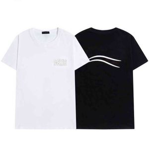 T-shirt à manches courtes et col rond pour homme, vêtement de styliste avec lettres et rayures imprimées, noir et blanc, S-2XL
