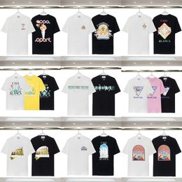 Camiseta para hombres Luxe camiseta para hombres Casablanca Camisa de lujo Designer Graphic Tee Fashion Crew Crew Teck manga de manga corta Camas informales