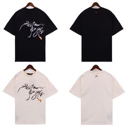 Camiseta para hombre, camisa de diseñador de palma, camiseta blanca, camiseta deportiva informal para correr con alfabeto de humo para hombre y mujer