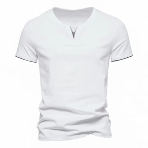 Camiseta para hombres Color V Collar V Tops de manga corto Camiseta Camiseta Negra Black Man Camisetas Fitness para ropa masculina 240430