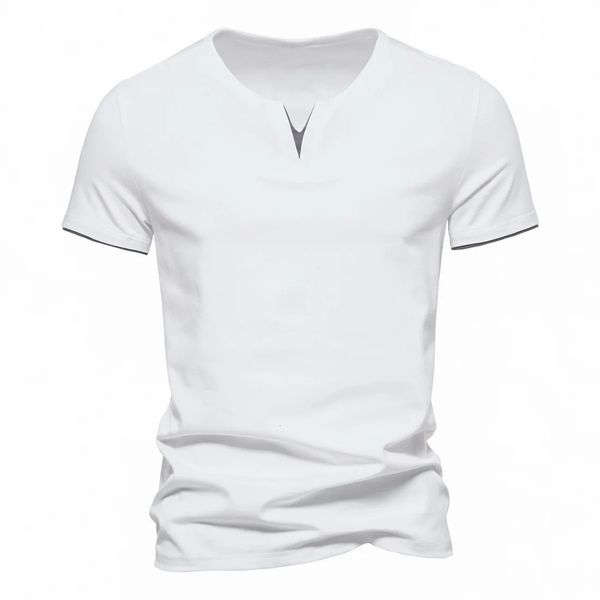 Mens T-shirt Couleur pure V Collier à manches courtes t-shirts t-shirts noirs t-shirts homme fitness pour vêtements masculins 240428