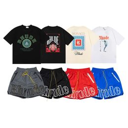 Hommes T-shirt Rhude Designer Tees Graphique Couleur Unie Impression Loisirs Vacances Tess Mode Casual Manches Courtes Haute Qualité Femmes Col Rond T-shirts Taille S-XL L6