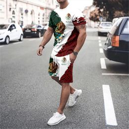 T-shirt pour hommes Modèle de drapeau mexicain décontracté 3D T-shirt et short de mode Fashion Vêtements 240407