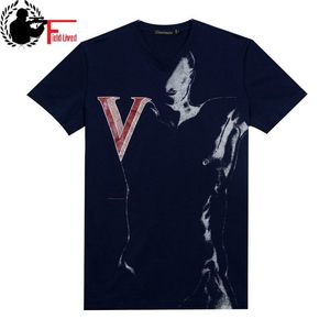 Hommes T-shirt D'été Casual T-shirt Homme T-shirt Doux Style Matériel Col En V Mode Impression Motif Marque Vêtements Plus La Taille De L'UE 210518