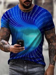 Heren T-shirt T-shirt Grafisch Optische illusie 3D Ronde hals Groen Blauw Paars Roze Geel 3D-print Grote maten Dagelijks Korte mouw Kleding Basic 614L