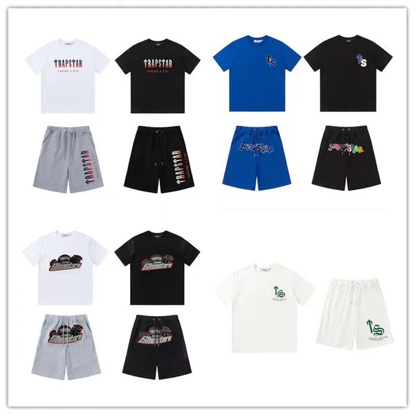 Hommes T-shirt Trapstar Survêtements Designer Shorts Broderie Lettre Arc-en-ciel Couleur Sports D'été Mode Cordon De Coton Haut À Manches Courtes T-shirt Designer Trapstars