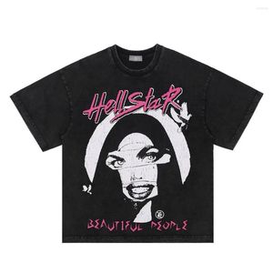 T-shirts pour hommes 2023ss Hellstar Hommes T-shirt lavé Hip Hop StreetwearT Chemise Harajuku Coton T-shirt décontracté T-shirt d'été à manches courtes
