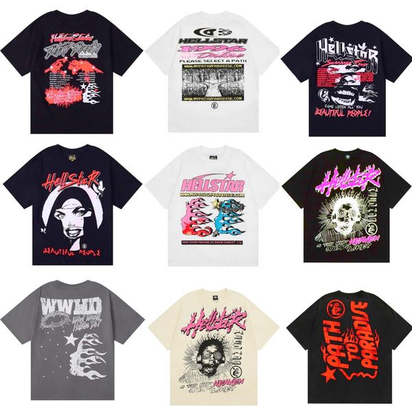 Camisetas para hombre 2024 HELL STAR Camisa Ropa Hip Hop Cabeza impresa Hellstar Camiseta High Street Hombres Mujeres Top de manga corta Camiseta Stick Drill Camisas para mujeres Camiseta de diseñador