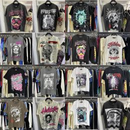 Mens T-shirts 2024 SSS Designer Hellstar Mens Helfe Sheve Men Femmes Streetwear Hip Hop Fashion T-shirt Hell Star Short S XL