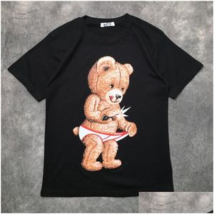 Heren T-shirts 20SS T-shirt Hip Hop Men Women Bear gedrukte korte mouw Streetwear Grootte S-XXL Drop levering kleding Kleding T-stukken Polos OTHPQ