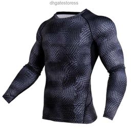 Camisetas para hombres Camisetas estampadas 3D Camisa de compresión Térmica Termal de manga larga Fitness Fitness Bodybuilding Piel apretada Tapa seca rápida