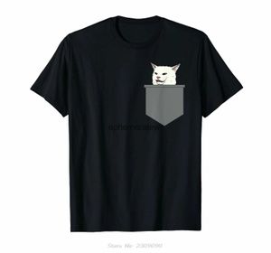 Camisetas para hombres gritando a la confusión Cat Table Meme Meme Men Algodón de algodón Camiseta de cola Funny Thish Hip Hop Tees Harajukuh24222