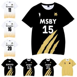 Heren T-shirts Anime Haikyuu T-shirt 3D Print Tops MSBY Black Jackal Sport Casual Mannen Vrouwen Streetwear Mode Kinderen korte mouwen