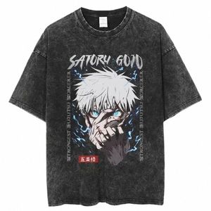 T-shirts pour hommes anime jujutsu kaisen t-shirt vintage wel t-shirt gojo satoru graphic imprimer tshirt 100% cott d'été rétro à manches courtes 230828 h8vk #