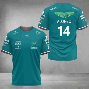 Heren T-shirts Aston Martin 2024 F1 Team T-shirts Spaanse autocoureur Fernando Alonso 14 en Stroll 18