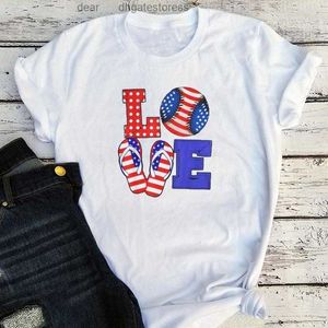 Heren T-shirts honkbal man softbal slippers 2023 tee USA vlag streetwear mode 4 juli print grappig