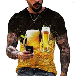 Camisetas para hombre Cerveza Impresión 3D Camisetas para hombres Poliéster de verano Cuello redondo Transpirable Secado rápido Manga corta Tops sueltos Camisetas Ropa de gran tamaño