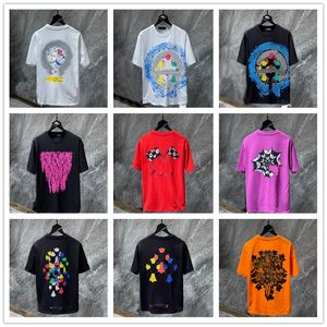 T-shirts pour hommes Acheter Chromes Heart pour 2024 Top Designers Lettre en relief Fer à cheval Sanskrit Croix Motif T-shirts Taille S-xl
