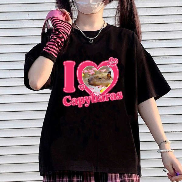 T-shirts masculins capybara t-shirt Hommes harajuku créateur japonais T-shirt mâle streetwear comic y2k vêtements t230103