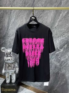 T-shirts pour hommes Ch Mode Vêtements Designer T-shirts T-shirt de luxe 2023ss Coeur Rose Rouge Mousse Sanskrit Croix À Manches Courtes Vente Chromes