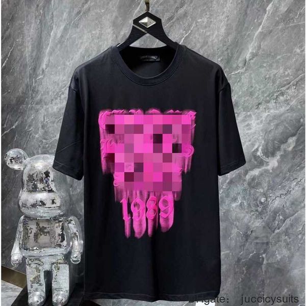 T-shirts pour hommes Ch Mode Vêtements Designer T-shirts De Luxe Tshirt 2024ss Coeur Rose Rouge Mousse Sanskrit Croix À Manches Courtes Vente Chromes LVY5