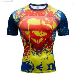 Camisetas para hombre Ropa Moda Culturismo Camiseta Hombres Transpirable Manga corta Camisa de fitness Gimnasios TOPS sueltos Casual Verano 3D Deporte