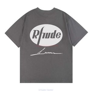 Heren T-shirts Designer kleding T-stukken Rhude Fashion Eagle Head Solid Print Unisex T-shirt met hoge telling comfortabel puur casual knappe look katoenen straat