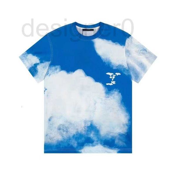 Mens t shirts designer édition limitée bleu ciel blanc nuage imprimé à manches courtes à la mode coton sport sapin rue hommes et femmes 5596