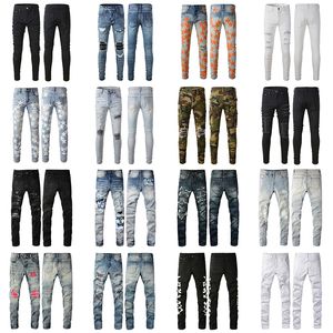 Jeans Amirir Mens Dames Designer Jeans Trend Hole gescheurde Biker Slim Rechte denim voor Men S Print Mens Dames Casual Self Tultivation Trousers