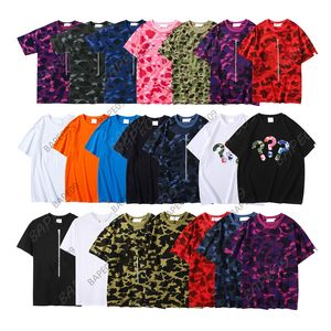 Camisetas para hombre Diseñadores Verano Loose Shark Impreso Camisetas Camuflaje Manga corta High Street Loose Casual T-shirt para hombres Mujeres