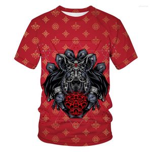 Heren T-shirts Duivel Patroon 3D Print Metalen Stijl Kleding Shirt Zomer Hiphop Losse Korte Mouw Tops Herenkleding