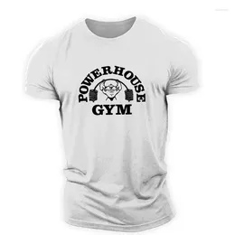 Heren T-shirts Engelse Letter Elements 3D T-shirts Korte mouw Losse Casual Sport Tops Gym Powerhouse Workout Man Tees Oversize Kleding